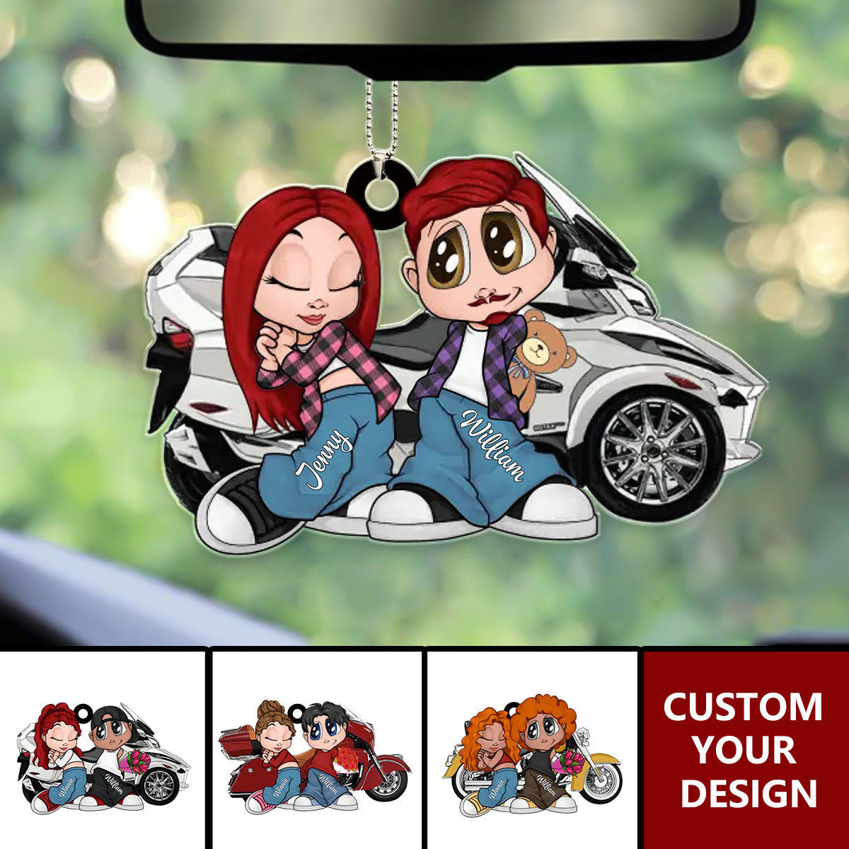 Y2K Couple Motorcycle Personalized Ornament