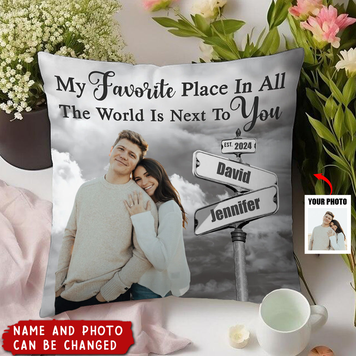 My Favorite Place In All The World Is Next To You - Personalized Pillow, Couple Pillow