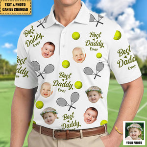 Best Daddy Ever - Personalized Photo Tennis Polo Shirt