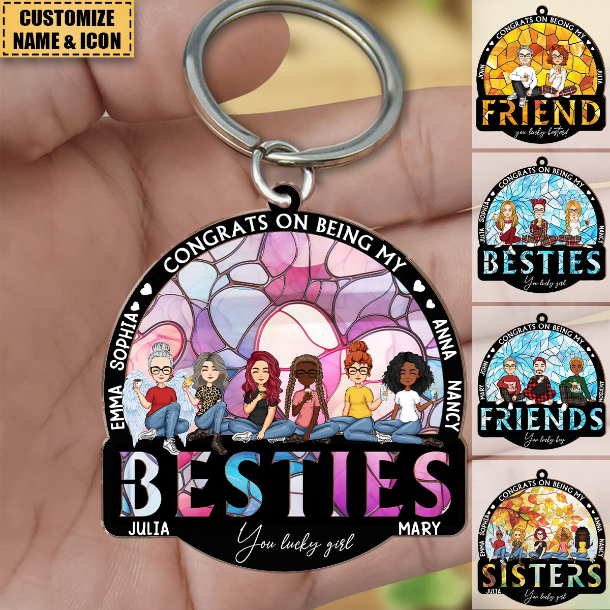 Congrats On Being My Bestie - Personalized Acrylic Keychain - Gift For Best Friends, BFF, Sisters