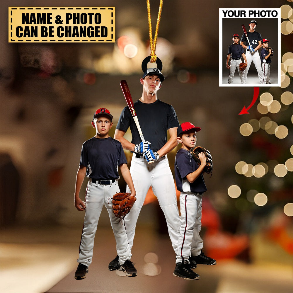 Baseball Players - Personalized Custom Photo Acrylic Ornament - Christmas Gift For Baseball Players, Baseball Lovers