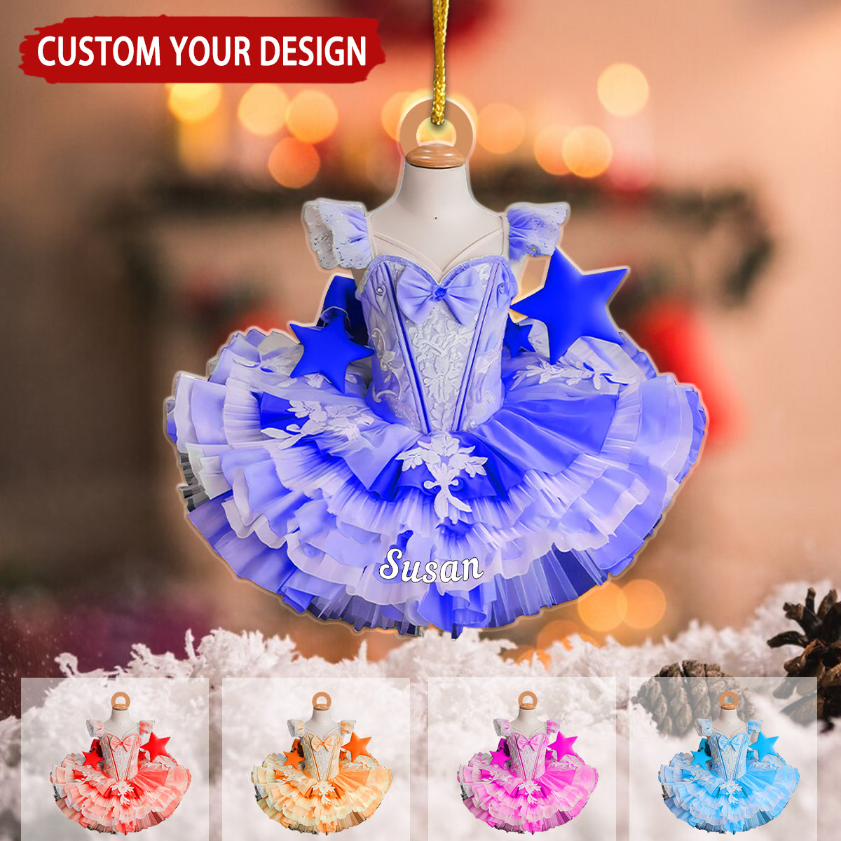 Ballet Dress Personalized Christmas Ornament, Gift For Ballet Lover