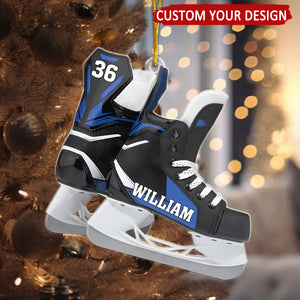 Ice Skates Personalized Christmas Ornament, Gifts For Ice Hockey Players