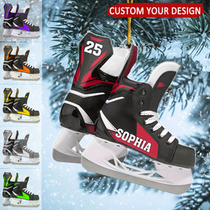 Ice Skates Personalized Christmas Ornament, Gifts For Ice Hockey Players