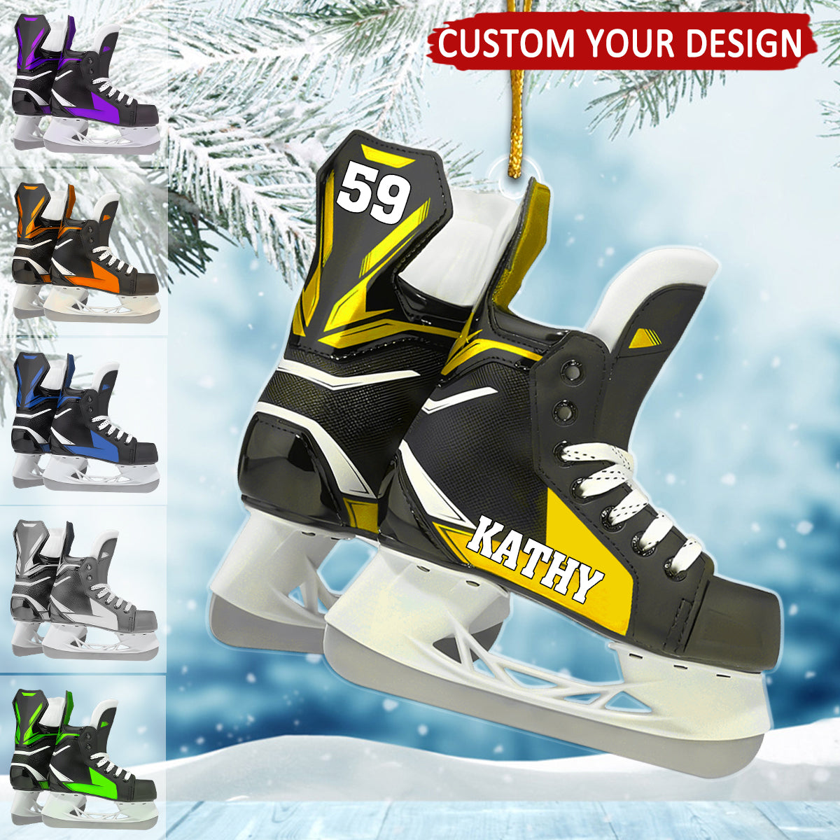 Ice Skates Personalized Christmas Ornament, Gifts For Ice Hockey Players