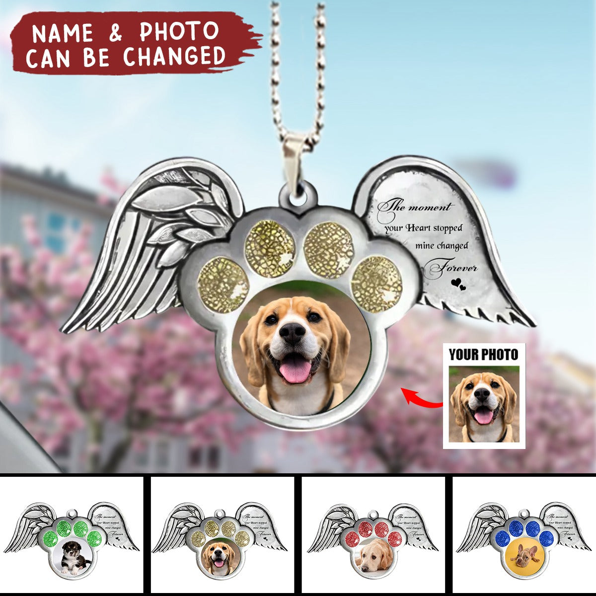 Custom Personalized Memorial Dog Wings Aluminum Ornament - Memorial Gift Idea For Dog Lovers - Upload Pet Photo