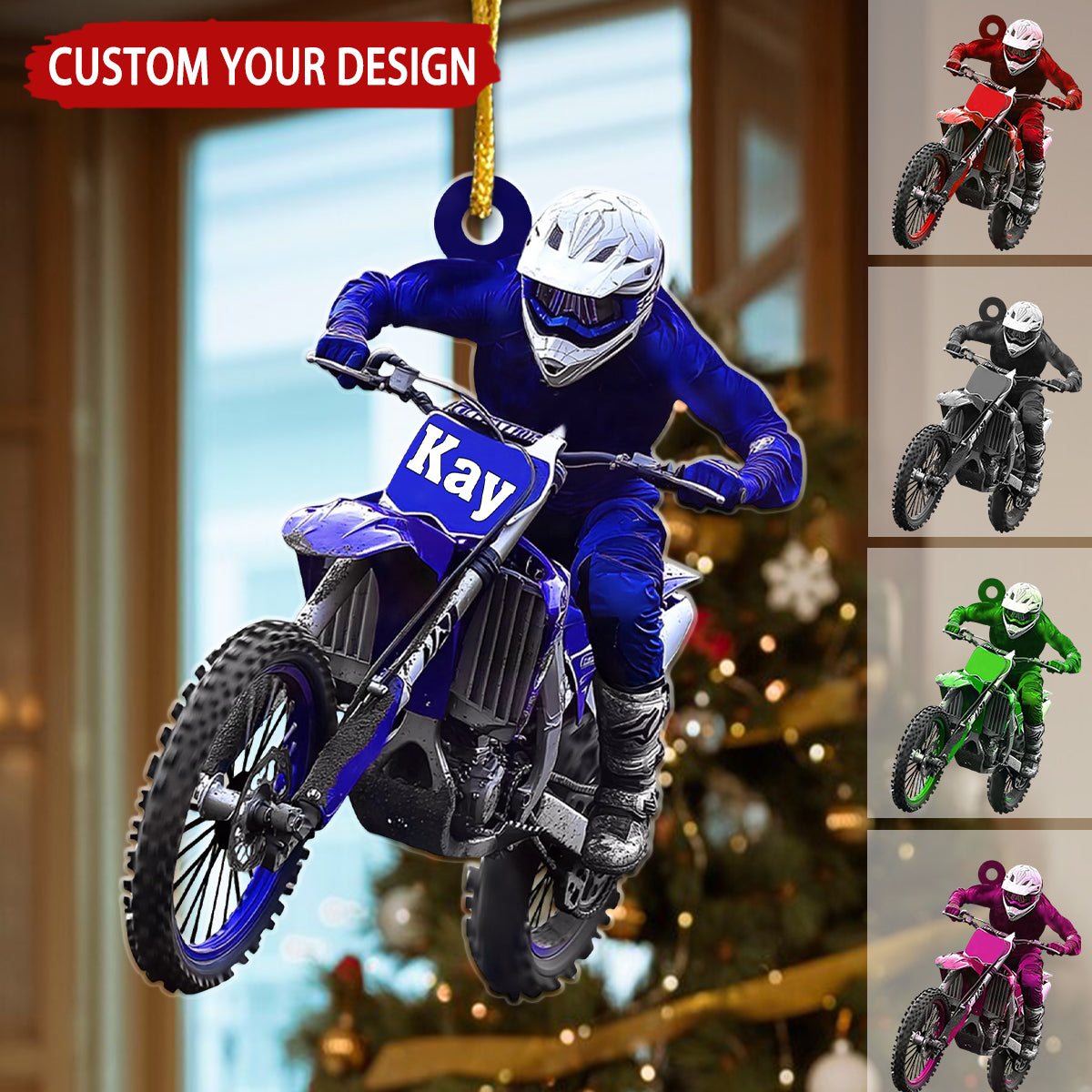 Motocross Racer Personalized Christmas Ornament, Gift For Motocross Enthusiast