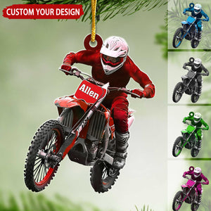 Motocross Racer Personalized Christmas Ornament, Gift For Motocross Enthusiast