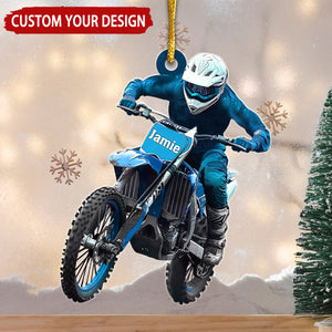 Motocross Racer Personalized Christmas Ornament, Gift For Motocross Enthusiast