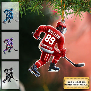 Loving Ice Hockey Personalized Name Shaped Ornament