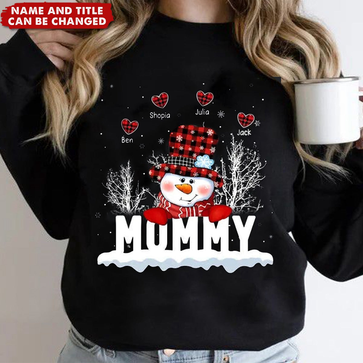 Personalized Grandma Snowman Custom Name Xmas Snow Vibes Christmas Gift Sweatshirt