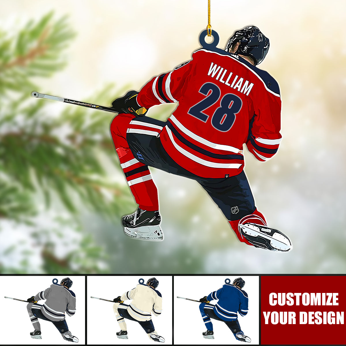 Personalized Hockey Player Christmas Ornament 2024, Hockey Players Keepsake