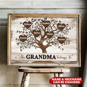 Family Gift For Grandma, Grandpa, Grandparent - Personalized Horizontal Poster