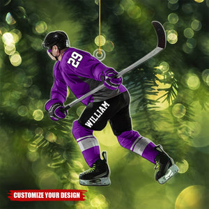 Personalized Hockey Player Ornament, Hockey Uniform Ornament, Hockey Keepsake