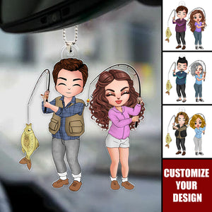 Fishing Couple - Personalized Couples Car Ornament