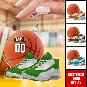 Personalized Basketball Shoes And Ball Acrylic Keychain - Gift For Basketball Players