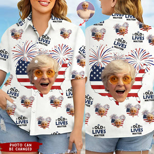 Stars And Stripes Old Lives Matter - Personalized Photo Hawaiian Shirt