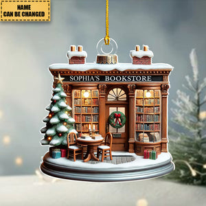 Personalized Bookstore Acrylic Ornament, Christmas Ornament Gift For Book Lovers