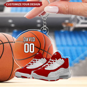 Personalized Basketball Shoes And Ball Acrylic Keychain - Gift For Basketball Players