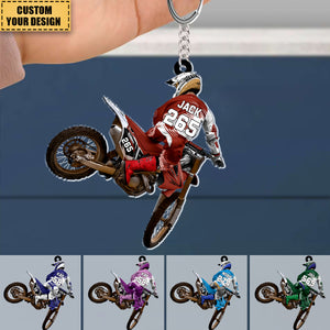 Fierce Motocross Racer Personalized Keychain, Gift For Motocross Lovers