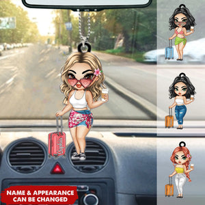 Personalized Summer Travel Is My Therapy Girl Acrylic Car Ornament