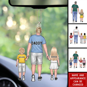 Hand In Hand, I Will Always Protect You - Family Personalized Custom Car Ornament - Acrylic Custom Shaped - Gift For Dad