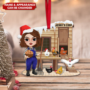 Poultry Girl & Chicken Coop Personalized Gifts For Farmer Christmas Ornament