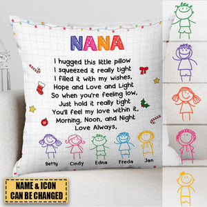 Personalized Abuela Grandkids Drawing Pillow