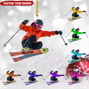 Personalized Skiing Christmas Ornaments, Gifts for Skiers and Snowboarders