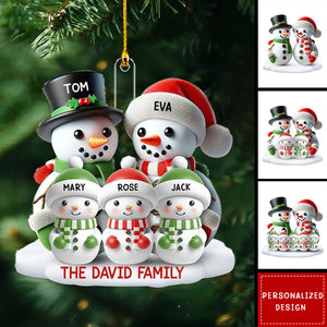 Personalized 3D Effect Snowman Family Ornament