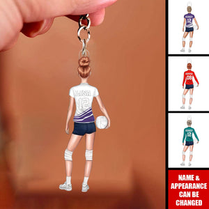 Volleyball Girl Keychain Personalized Gift for Sport Lover