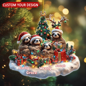 Merry Christmas Sloths Personalized Ornament, Gift For Sloths Lovers