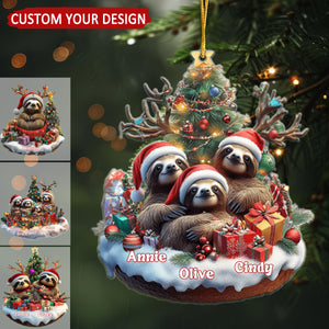 Merry Christmas Sloths Personalized Ornament, Gift For Sloths Lovers