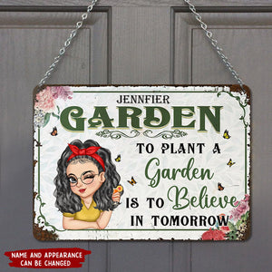 And Into The Garden I Go - Backyard Sign, Gift For Gardening Lovers, Gardeners - Personalized Classic Metal Signs