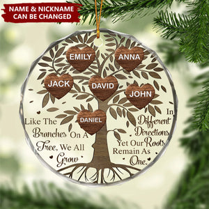 Family Like A Branches Of Tree - Personalized Circle Glass Ornament