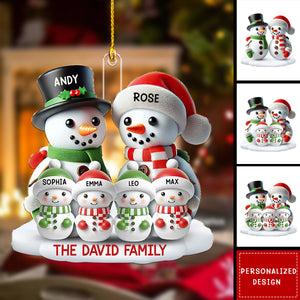 Personalized 3D Effect Snowman Family Ornament