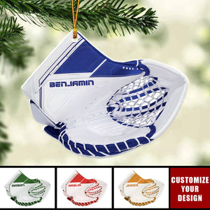 Hockey Goalie Glove - Personalized Acrylic Christmas Ornament, Gift For Hockey Lover