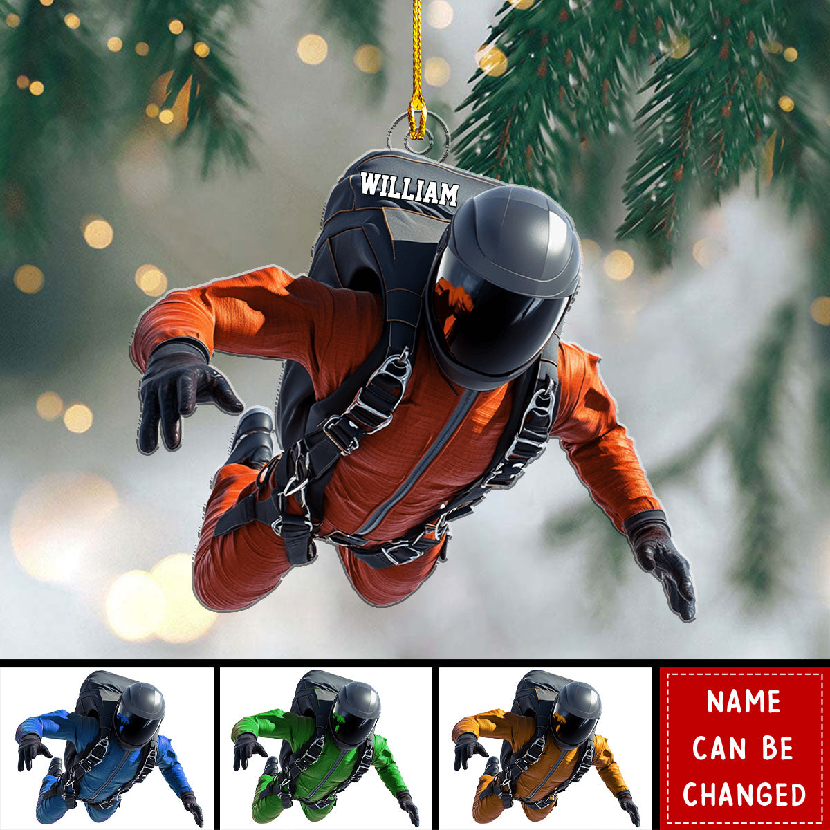 Personalized Skydiver Shaped Ornament – Gift For Paragliding, Skydiving Lovers