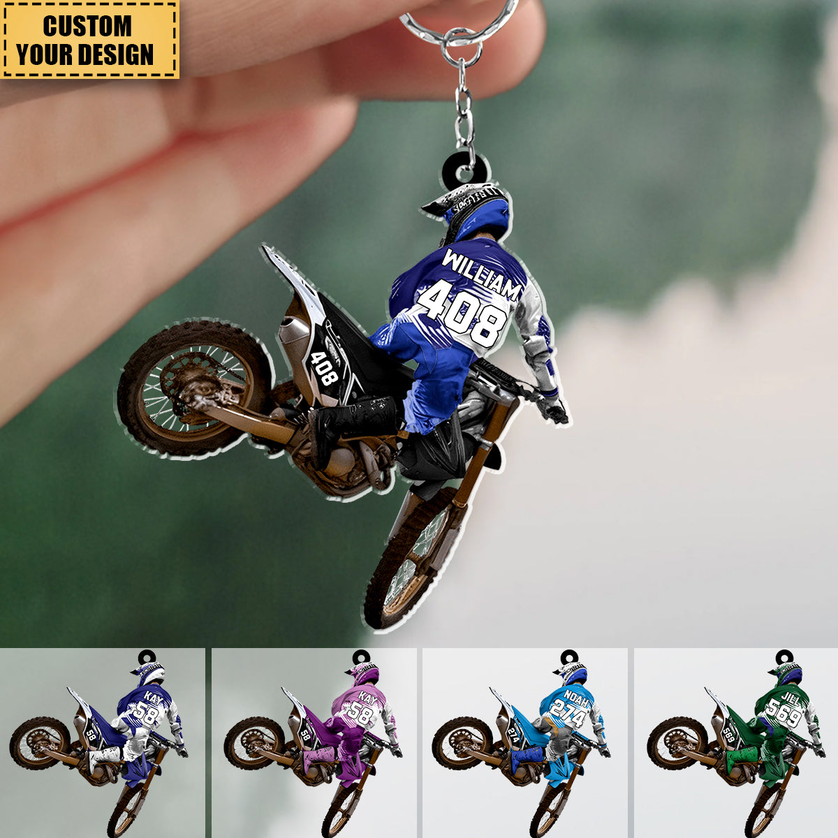 Fierce Motocross Racer Personalized Keychain, Gift For Motocross Lovers