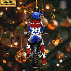 Motocross Racing Christmas Personalized Ornament - Gift For Motocross Racer, Motocross Lovers