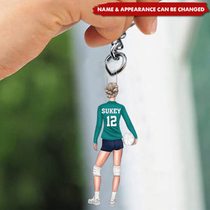 Volleyball Girl Keychain Personalized Gift for Sport Lover