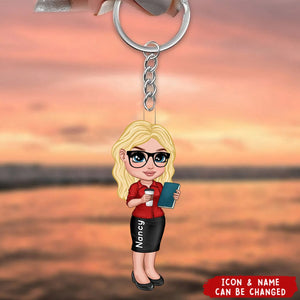 Doll Teacher Personalized Acrylic Keychain - Gift For Teacher, Appreciation Gift