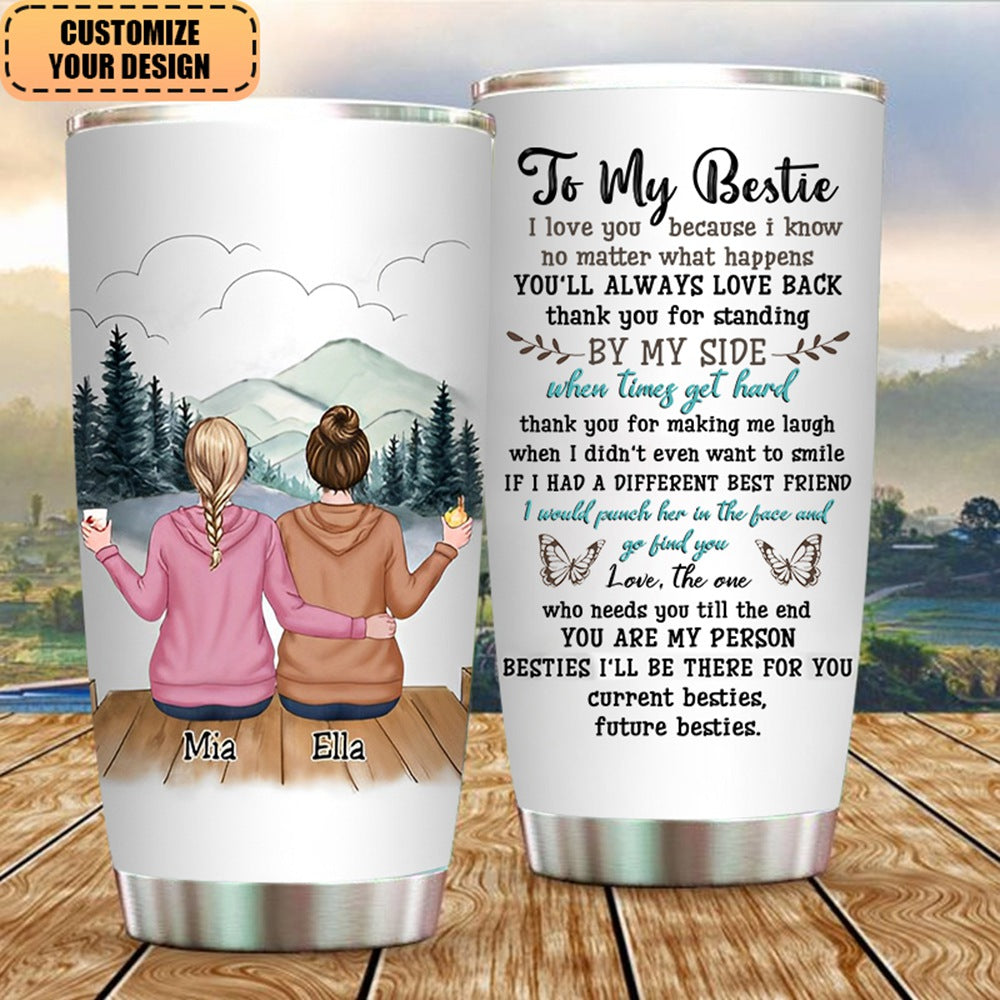 Besties - Engraved Personalized Stainless Steel Tumbler, Best Friend  Birthday Gift, Bestie Mug