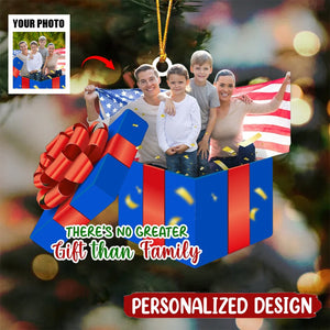 There's No Greater Gift Than Family, Custom Family Photo Ornament, Gift For Christmas