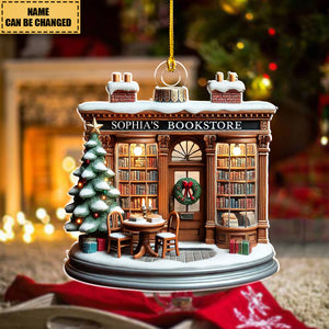 Personalized Bookstore Acrylic Ornament, Christmas Ornament Gift For Book Lovers