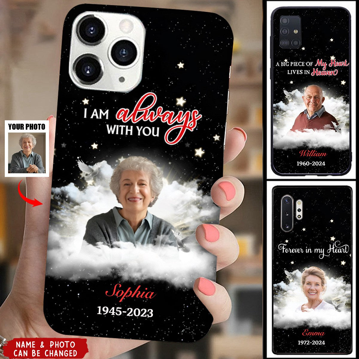 Upload Photo Memorial A Big Piece Of My Heart Lives In Heaven Personalized Phonecase