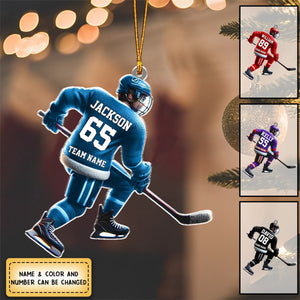 Loving Ice Hockey Personalized Name Shaped Ornament