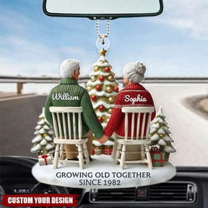 3D Effect Old Couple Growing Old Together Personalized Ornament