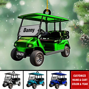 Personalized Golf Cart Shape Xmas Golf Clubs Ornament - Gift or Golf Team, Golfer