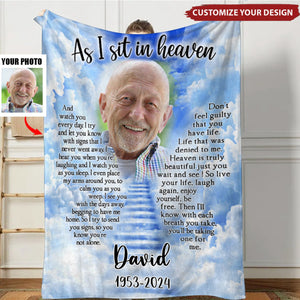 Custom Photo As I Sit In Heaven - Memorial Personalized Blanket